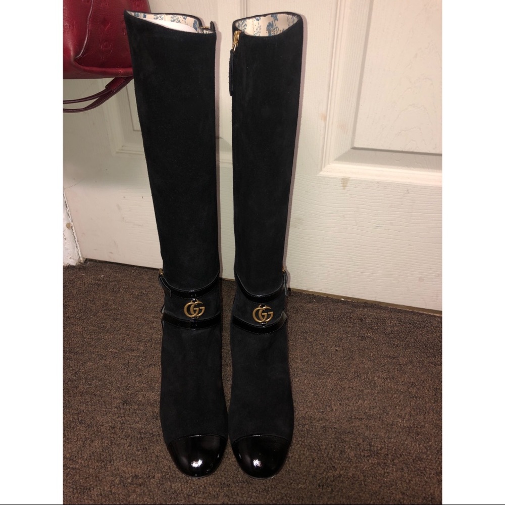 Gucci Velvet Knee High boots